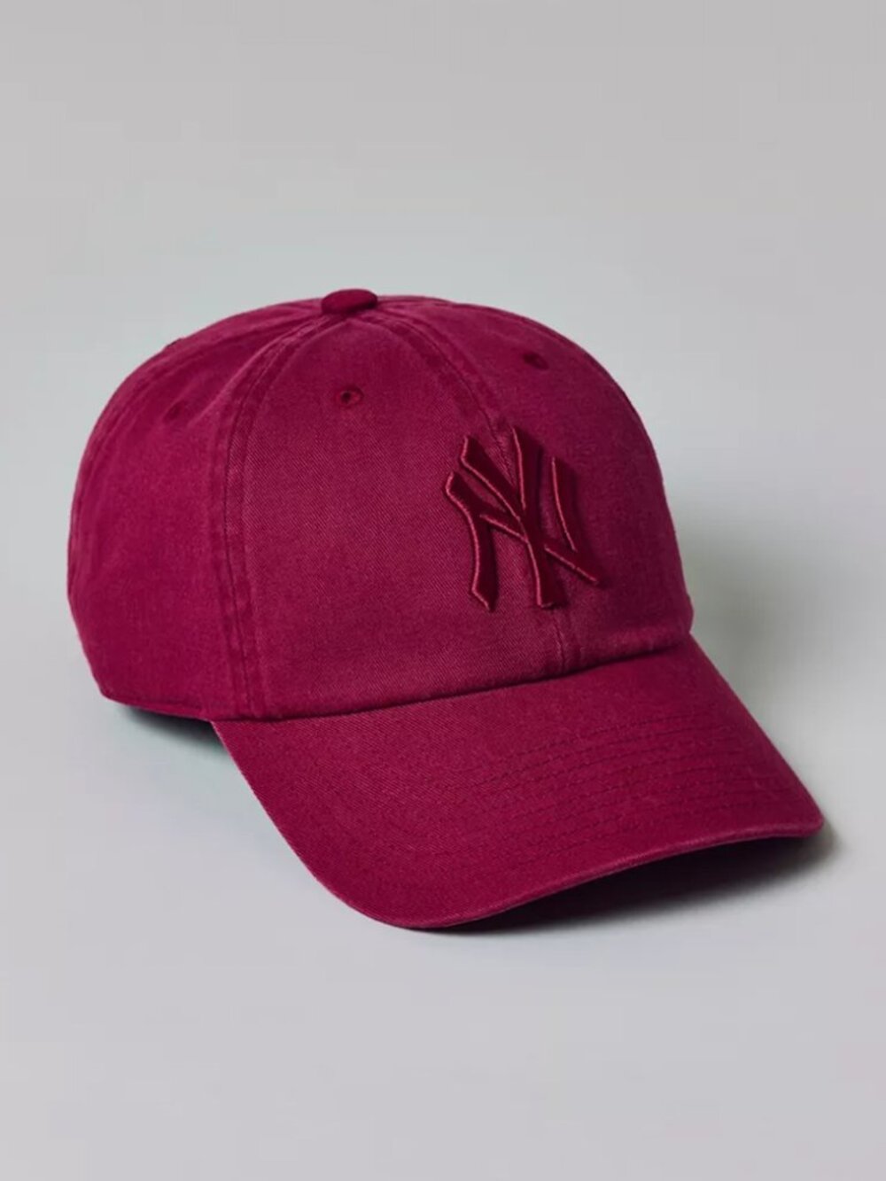Mitchell & Ness MLB New York Yankees Maroon Red Tonal Logo Adjustable Dad Hat